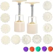 Bath Bomb Mold Kit 2 Pieces Bath Bombs Press with 12 Pieces Stamps for DIY Making Bath Bomb Mooncake Tool