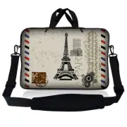 13.3" 13" Laptop Mackbook Chromebook Sleeve Bag Case w Shoulder Paris Design S60
