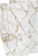 White Gold Grey Marble Hand Towels for Bathroom Set of 2, Marble Texture Decorative Bath Towels Soft Absorbent Face Towel for Kitchen Home Sports Gym Decor
