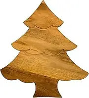Vriusi Acacia Pine Tree-shaped Cutting Board, Christmas Tree Wood Serving Platters, Natural Wood Grain Christmas Tree Shaped Serving Utensils, Smooth Serving Tray for Family, Friends and Colleagues