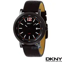 在飛比找蝦皮購物優惠-DKNY NY1443手錶 運動型男 紅時標 黑面 黑皮帶 