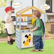 Costway2 in 1 Wooden Mud Kitchen with Removable Water Box and Sink-Grey