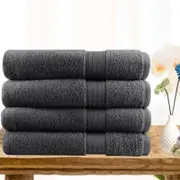 Softouch Ultra Light Quick Dry Premium Cotton 4 Piece Charcoal Bath Towel Pack