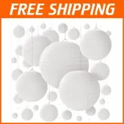 60-Piece White Paper Lantern Set - Elegant Indoor/Outdoor Party Decorations