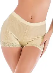 [SLLIE] Women Butt Lifting Shapewear Hip Enhancer Lace Underwear, Nude, Small Short