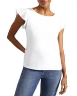 Hobbs London Nessie Flutter Sleeve Slub Top