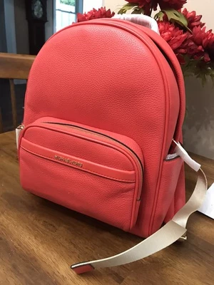 Michael Kors Jaycee Medium Backpack Spiced Coral Pebbled Leather - NWT