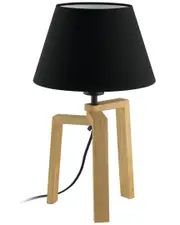 EGLO Chietino 1 Light Table Lamp with Wood Base & Black Fabric Shade NoSize NoColor