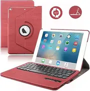 iPad Pro 9.7 inch Keyboard Case,Dingrich 360 Degree Rotating Case with Magnetic Detachable Bluetooth Keyboard for Apple iPad Pro 9.7 + Screen Protector + Stylus(Red)