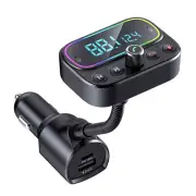 Bluetooth 5.0 Car Wireless FM Transmitter Adapter 3USB PD Charger AUX Hands-Free