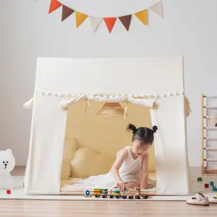 ins兒童純棉木製帳篷 家用男女孩寶寶過家家 遊戲玩具屋 小房子裝飾 兒童房帳篷