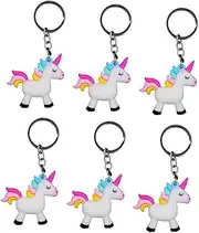[WRITWAA] Unicorn Keyring Set of 6 Pvc Shaped Keychains Bag Pendant Creative Key Holder for Decorations Present for Friends
