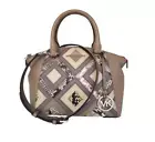 Michael Kors Taupe Exotic Diamond Patchwork Tote/Cross Body Bag