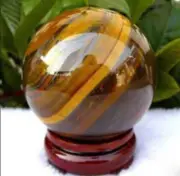 Natural 40mm Natural Yellow Tiger's Eye quartz crystal sphere ball round gems