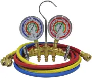 2 Way Manifold Gauge Set With 3-1/8 Inch Gauges Flexibility NEW