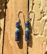 NEW: inspired by Sundance Catalog - stacks of lapis lazuli & turquoise earrings