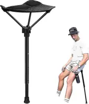 Portable Stool Height Adjustable Seat Retractable Outdoor Fishing Chair With 3 Gear Black