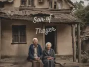 AI Assisted Image of Old Man and Wife Sitting In Front of a Crumbling Home