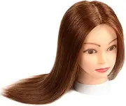 Human Hair Mannequin Heads With For Hair Training Styling Solon Hairdresser Dummy Doll Heads For Practice Hairstyles(Brown 12inch)