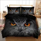 Black Owl Doona/Duvet/Quilt Cover Set King Single/Queen/King Size Bedding Sheet