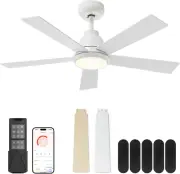 Ceiling Fan, 42" White Ceiling Fans with Lights and Remote/App Control, Quiet, 3