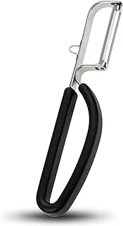 [Lurch] Germany Universal Ultra Sharp Stainless Steel Vegetable Swivel Peeler for for Potatoes, All Fruits & Veggies | Non-Slip Comfortable Handle | 13 cm x 6 cm - Black