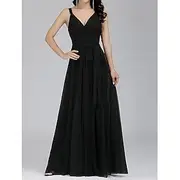 A-Line Wedding Guest Dresses Elegant Dress Wedding Guest Engagement Floor Length Sleeveless V Neck Chiffon with Pleats Butterfly 2025