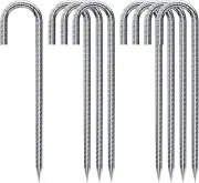 Rebar Stakes Extra Heavy Duty J Hook,【12 Inch Long Enough】 Rust Proof Coated Gal
