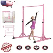 Compact Pink Gymnastics Bar for Kids - Adjustable & Easy Assembly for Home Use
