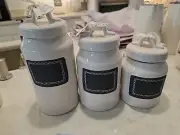 RAE DUNN "TAKE NOTE" CANISTERS Small, Medium & Large WITH LID Bundle