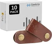 Geekria Power Cord Organizer Earphone Winder Cable Straps, Charging Cable Ties, USB Cords Bandage/Headphone Cable Clips, Holder Rustic Cord Management System with Handmade Faux Leather (10PCS)