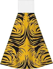 Coral Velvet Hand Wipes Kitchen Dish Cloths Mustard Yellow and Black Hand Towels Microfiber Cleaning Cloths for Bathroom Hanging Washcloths Kitchen Towels Absorbent Dish Towels