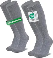 [MEDOLY] Support Stockings (2 Pairs) with Compression, Travel Socks with 65% Cotton, Compression Stockings for Men and Women - Support Knee Socks without Disturbing Seam