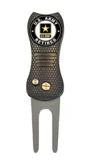 US Army Retired Vet Golf Ball Marker w/ Premium Switchblade Divot Tool Veteran