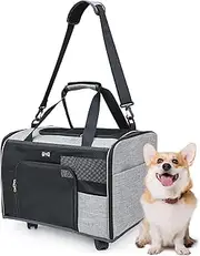Rolling Carrier for Small Pets | Wear-Resistant Cat Carrier Waterproof - Dog Travel Bag Pet Carrier Comfortable for Outdoor Adventure Daily Walks