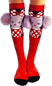 [MITUN SEMI] Christmas and Halloween 3D Cute Girl Socks Knee length Socks Novelty and Fun Children's Socks Plush Ears