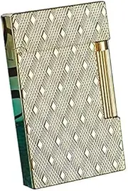 Traditional Flame Cigar Lighter Inflatable Soft Flame Brass Lighters with Adjustable Flame Dial,Vertical Ignition Roller,Metal Drawing Lighter,NO Gas (Gold Cube)