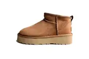 100% Australian Merino Sheepskin Womens Platform Scuffs Moccasins Slippers Winter Slip On UGG in Chestnut