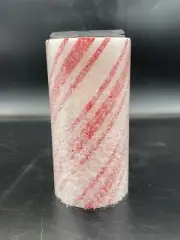 NEW FARMHOUSE CHRISTMAS CANDY CANE GLITTERED TIMER CANDLE 6”x3”