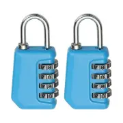 2 Pcs Combination Lock 4 Digit Locker Locks for Luggage Gym File Cabinet Blue