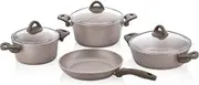 WILMA 9-Piece Die-Cast Aluminum Granite Non-Stick Cookware Set (Cream)