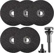 5Pcs Cutting Wheel for Drill,with 1/4 Stem Mandrel,Sturdy Replacement Cut Off Wheel Set for Die Grinder,Metal Cutting Discs for Cutting Steel,Bronze,Brass,Nut,Bolt,Screw,Copper
