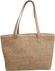 [WOFASHPURET] Handbag Woven Shoulder Bag Beach Bag Large Beach Bag Purse Large Tote Bag Bucket Tote Bag for Women Beach Tote Bag Bags Shoulder Bag for Women Woven Bag Wicker Bag Straw Khaki