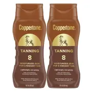 2-Pack Coppertone Tanning Body Sunscreen Lotion Water Resistant SPF 8, 8 fl oz