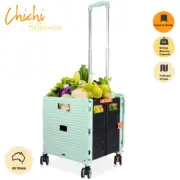 Grocery Shopping Trolley Cart Foldable Universal Wheels Casters With Lid Chichi