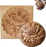 Wooden Cookie Molds, 3D Carved Biscuit Stamps, Kitchen Baking Tools for Holiday Decorating, Set of Traditional Design Cutters