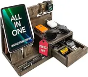 EcoLeafy Dot Nightstand Organiser- Bedside Table Organiser Makes Unique Dad Birthday Gift or Male Gift Ideas- Perfect for Mobile Phone, Watches, Sunglasses, Accessories