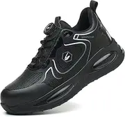 [AiryMotion] Safety Shoes Work Shoes Men Women Lightweight Steel Toe Cap Shoes Breathable Non-Slip Work Shoes 37-46 EU, Black White, 38 EU