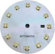 [WUYONGSI] 1pc 24.5mm Sunburst Dial Pearl White Gold Brown Rose Gold Dial Diamond Index Fit NH05 NH06 Movement Fit Ladies Watche 31mm Case(Pearl Gold Index 1)