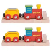 2x Bigjigs Rail My First Engine Railway/Train Kids Interactive Wooden Toy Set 3+